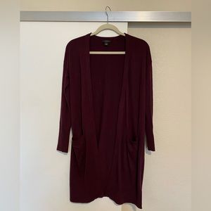 Burgundy long open sweater